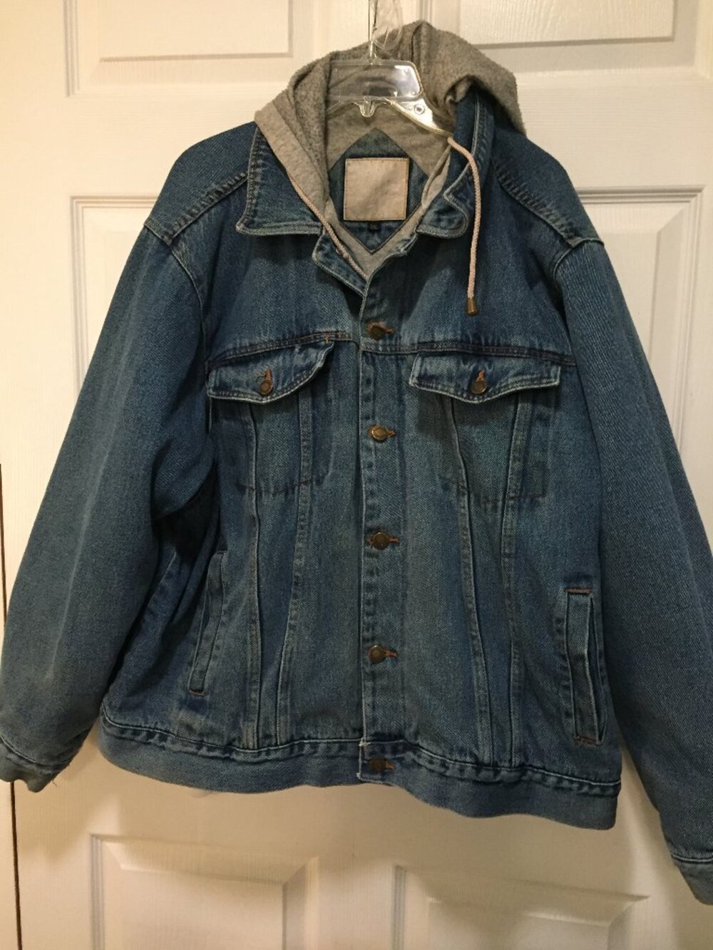 VTG Canyon Guide Outfitters Mens 2XL Hooded Denim Trucker Jean Jacket Lined